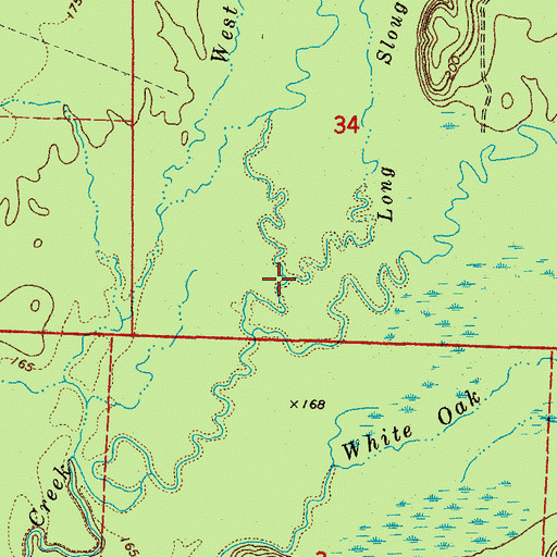 Topographic Map of Long Slough, AR