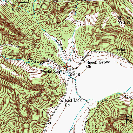Topographic Map of Parks School, KY