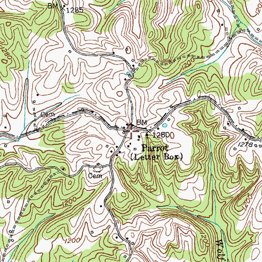 Topographic Map of Parrot, KY