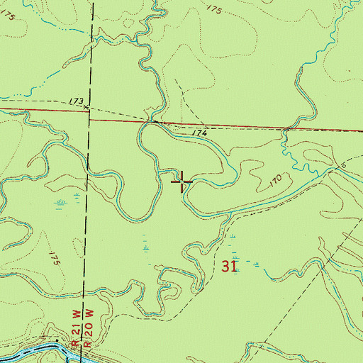 Topographic Map of Long Slough, AR