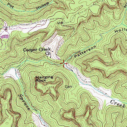 Topographic Map of Patterson Hollow, KY