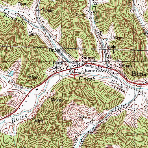 Topographic Map of Paw Paw Branch, KY