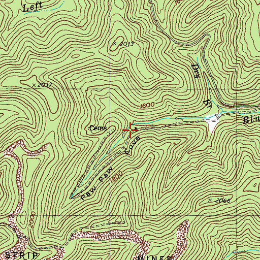 Topographic Map of Paw Paw Cove, KY