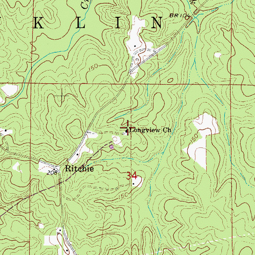 Topographic Map of Longview Church, AR