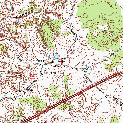 Topographic Map of Peasticks, KY