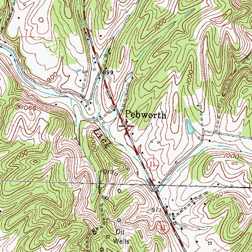 Topographic Map of Pebworth, KY