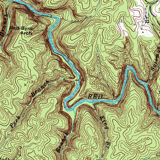 Topographic Map of Peck Branch, KY