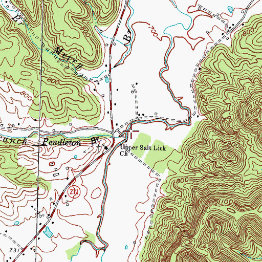 Topographic Map of Pendleton Branch, KY