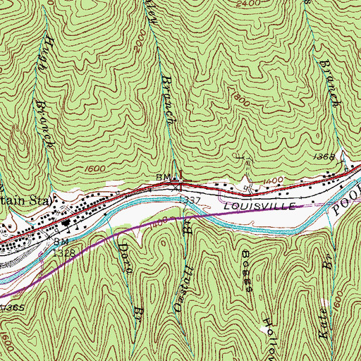Topographic Map of Penley Branch, KY