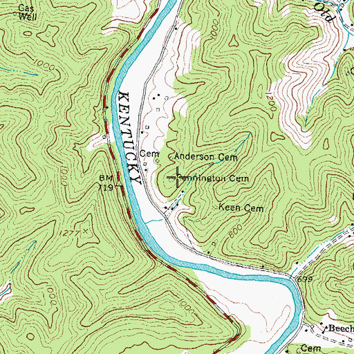 Topographic Map of Pennington Cemetery, KY