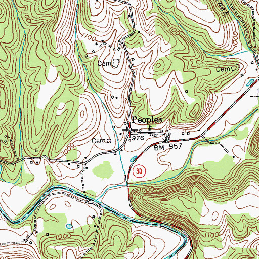 Topographic Map of Peoples, KY