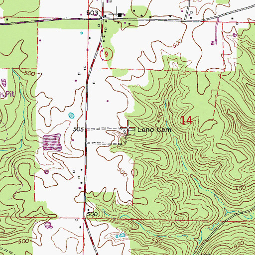 Topographic Map of Lono Cemetery, AR