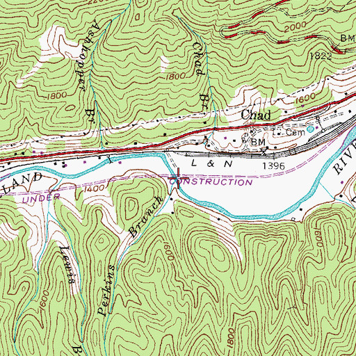 Topographic Map of Perkins Branch, KY