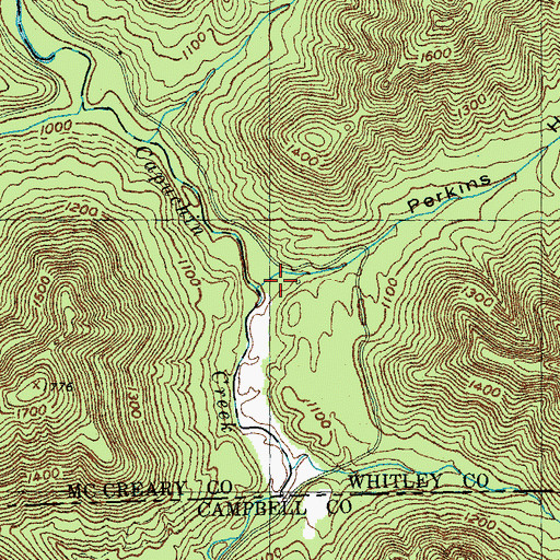 Topographic Map of Perkins Hollow, KY