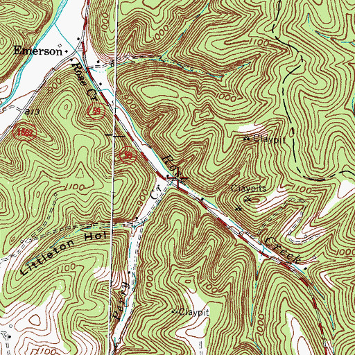 Topographic Map of Perry Creek, KY