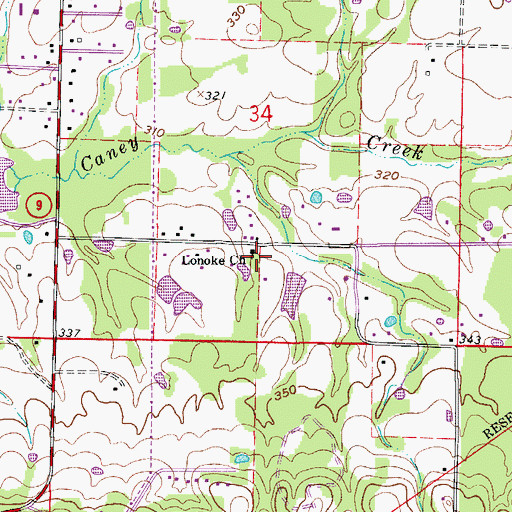 Topographic Map of Lonoke Church, AR
