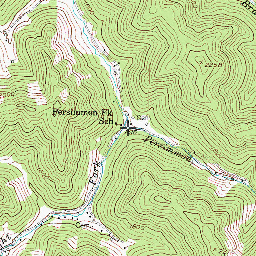Topographic Map of Persimmon Fork, KY
