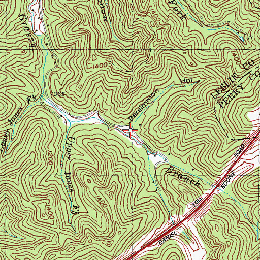 Topographic Map of Persimmon Hollow, KY