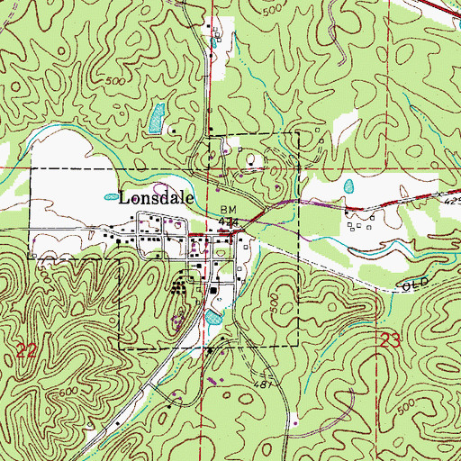 Topographic Map of Lonsdale, AR