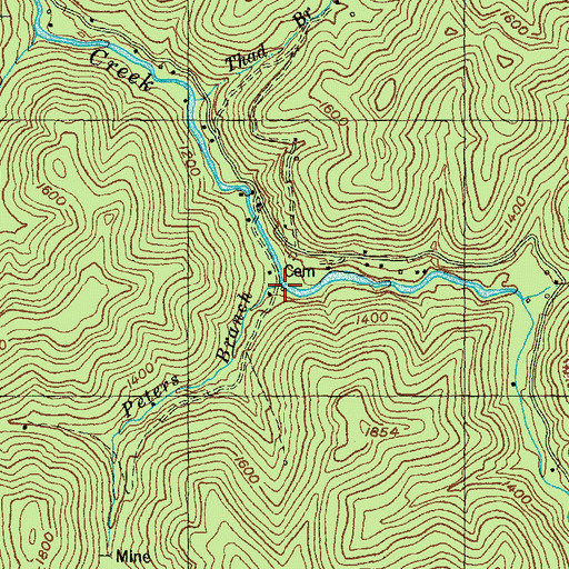 Topographic Map of Peters Branch, KY