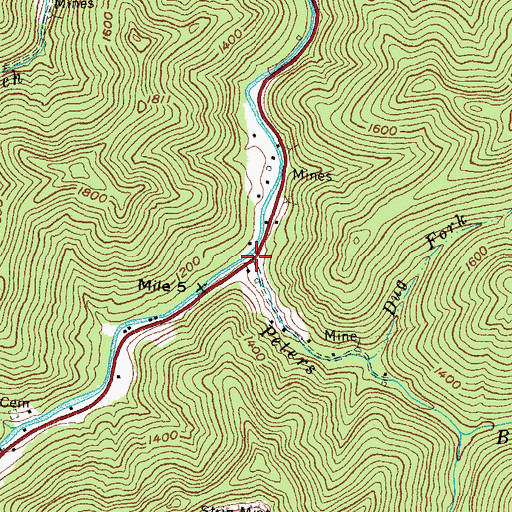 Topographic Map of Peters Branch, KY