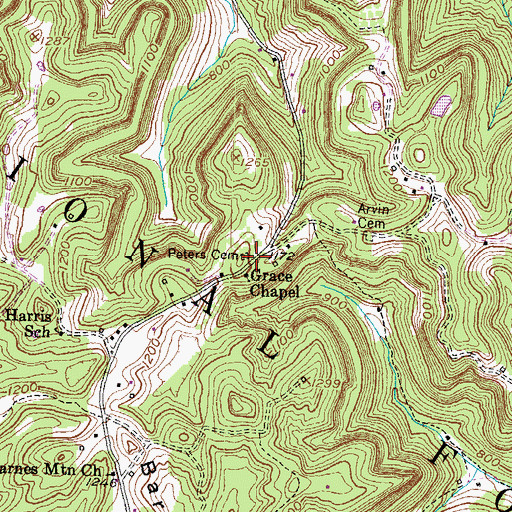 Topographic Map of Peters Cemetery, KY