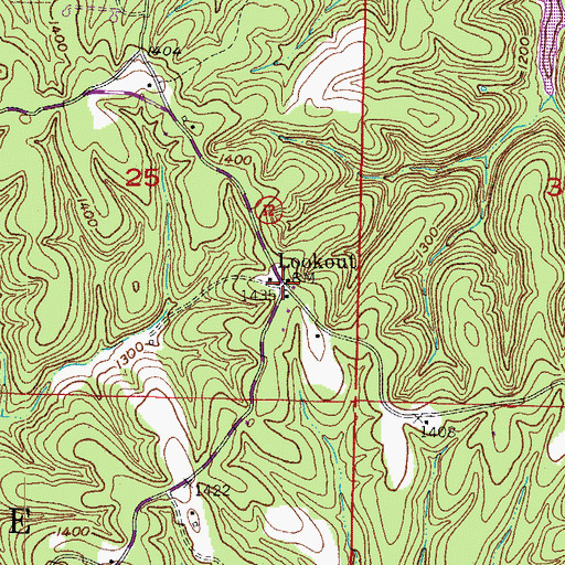Topographic Map of Lookout, AR