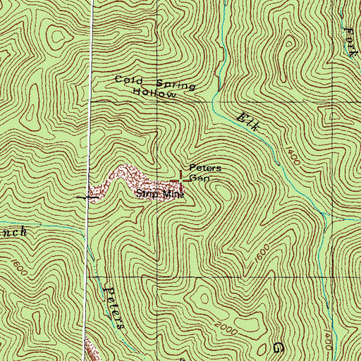 Topographic Map of Peters Gap, KY