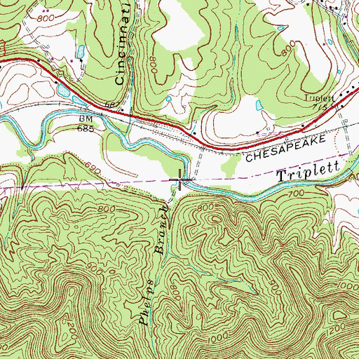 Topographic Map of Phelps Branch, KY