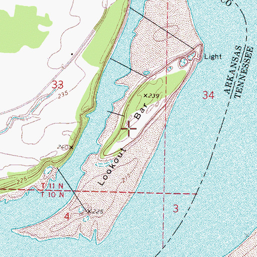 Topographic Map of Lookout Bar, AR