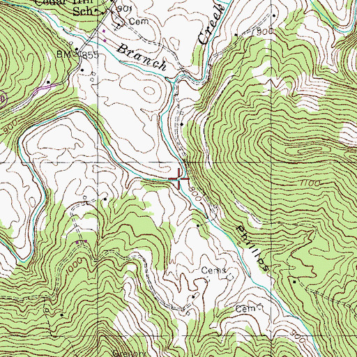 Topographic Map of Phillips Hollow, KY