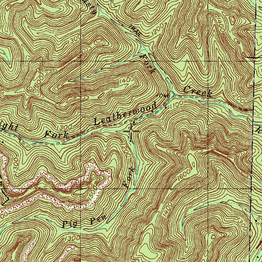 Topographic Map of Pig Pen Fork, KY