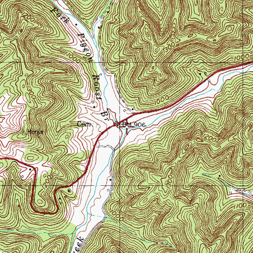 Topographic Map of Pigeon Roost Branch, KY
