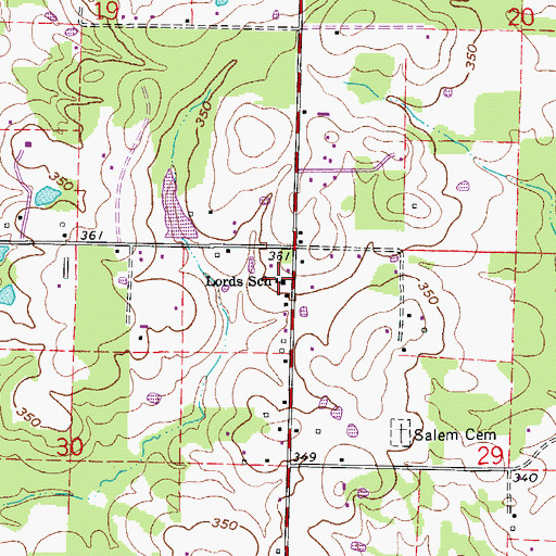 Topographic Map of Lords School, AR