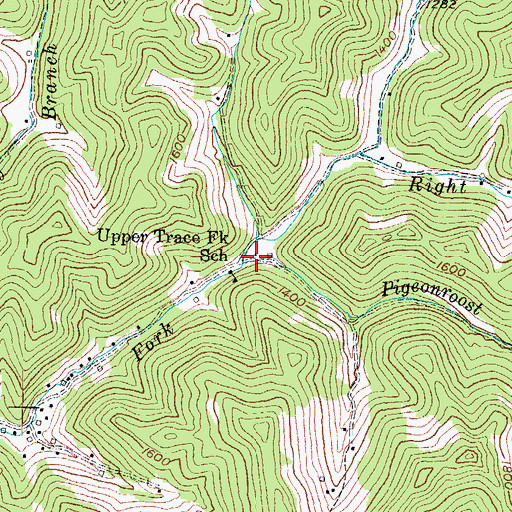 Topographic Map of Pigeonroost Branch, KY