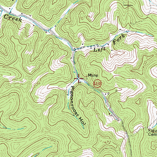 Topographic Map of Pigeonroost Hollow, KY