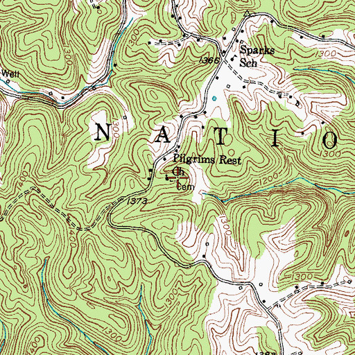 Topographic Map of Pilgrims Rest Church, KY