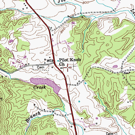 Topographic Map of Pilot Knob Baptist Church, KY