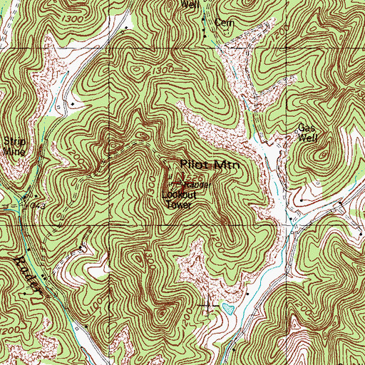 Topographic Map of Pilot Mountain, KY