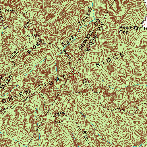 Topographic Map of Pinch-Em Tight Ridge, KY