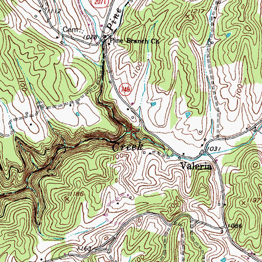 Topographic Map of Pine Branch, KY