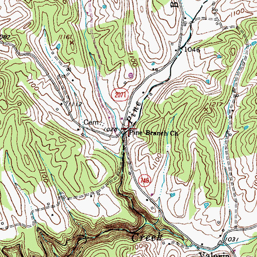 Topographic Map of Pine Branch Baptist Church, KY