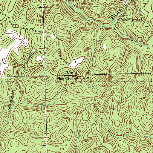 Topographic Map of Pine Creek Church, KY