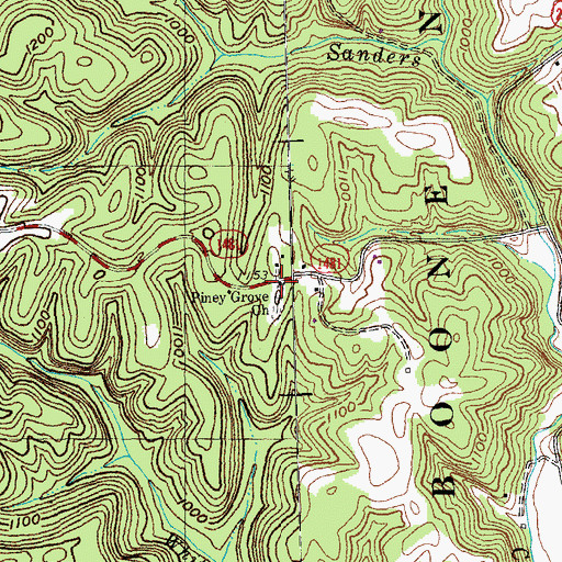 Topographic Map of Pine Grove Church, KY