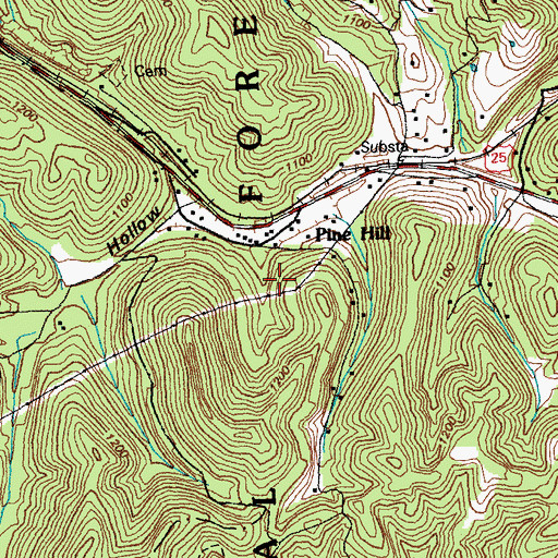Topographic Map of Pine Hill, KY