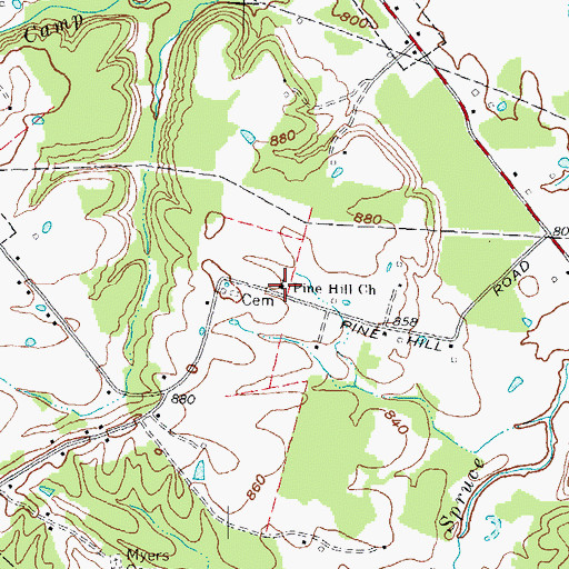 Topographic Map of Pine Hill Church, KY