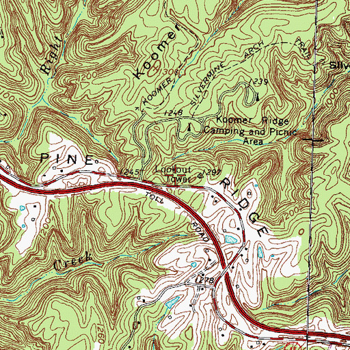 Topographic Map of Pine Ridge, KY