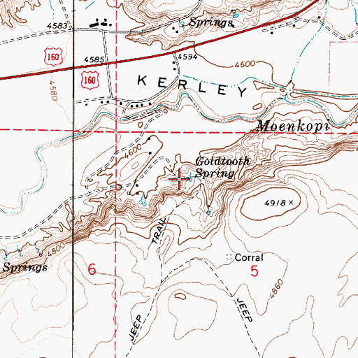 Topographic Map of Goldtooth Spring, AZ