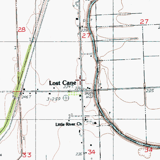 Topographic Map of Lost Cane Church, AR