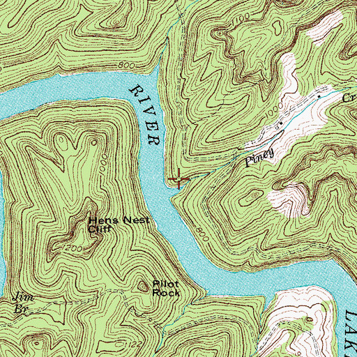 Topographic Map of Piney Creek, KY